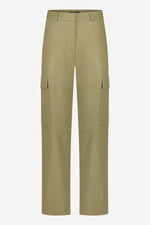 Moss green cargo-inspired leather pants - Image n°5