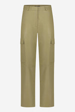 Moss green cargo-inspired leather pants - Image n°5