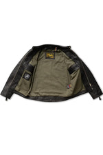 Thick black leather jacket with biker collar - Image n°12