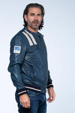 Royal blue sheep leather jacket inspired by Shelby Cobra's legacy. - Image n°2