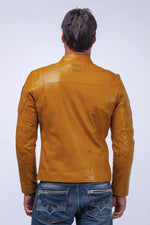 A sporty yellow sheepskin jacket inspired by Le Mans racing heritage. - Image n°3