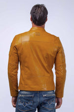 A sporty yellow sheepskin jacket inspired by Le Mans racing heritage. - Image n°3