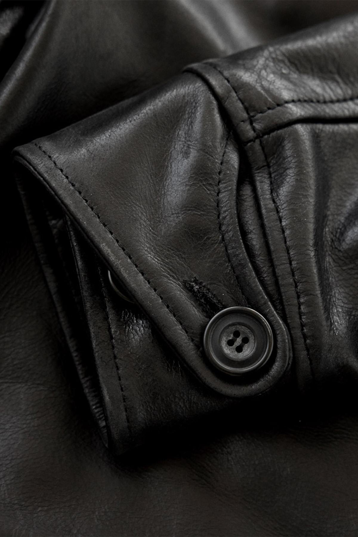 Black horsehide car coat, 1940s-inspired. Slim, durable, timeless. - Image n°6