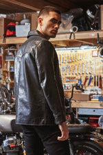 Black horsehide car coat, 1940s-inspired. Slim, durable, timeless. - Image n°3