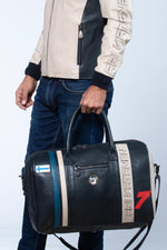 Ari Vatanen navy blue racing leather travel bag - Image n°2
