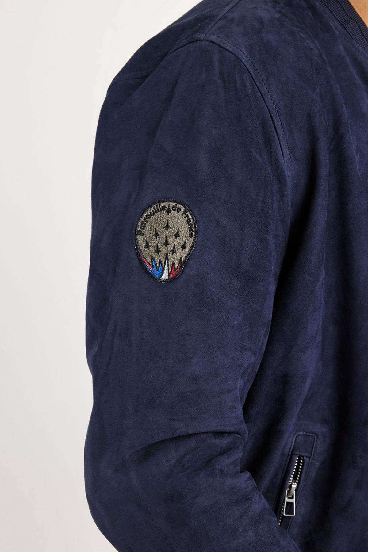 Navy suede goatskin jacket by Redskins, slim fit, aviation-inspired. - Image n°6