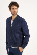 Navy suede goatskin jacket by Redskins, slim fit, aviation-inspired. - Image n°4