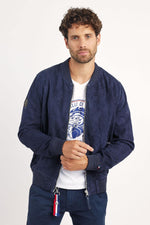 Navy suede goatskin jacket by Redskins, slim fit, aviation-inspired. - Image n°9