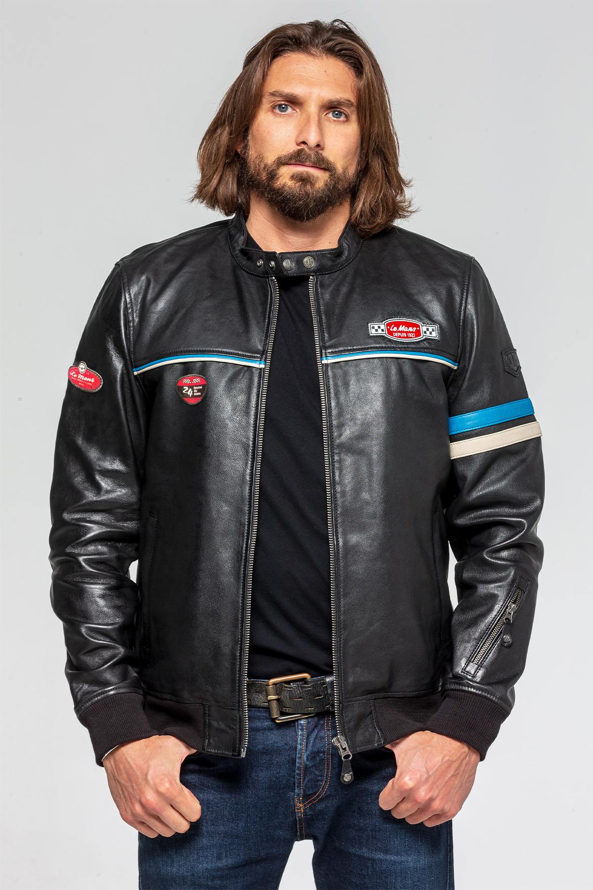 Iconic black sheepskin jacket from the 24 Hours of Le Mans collection. - Image n°8