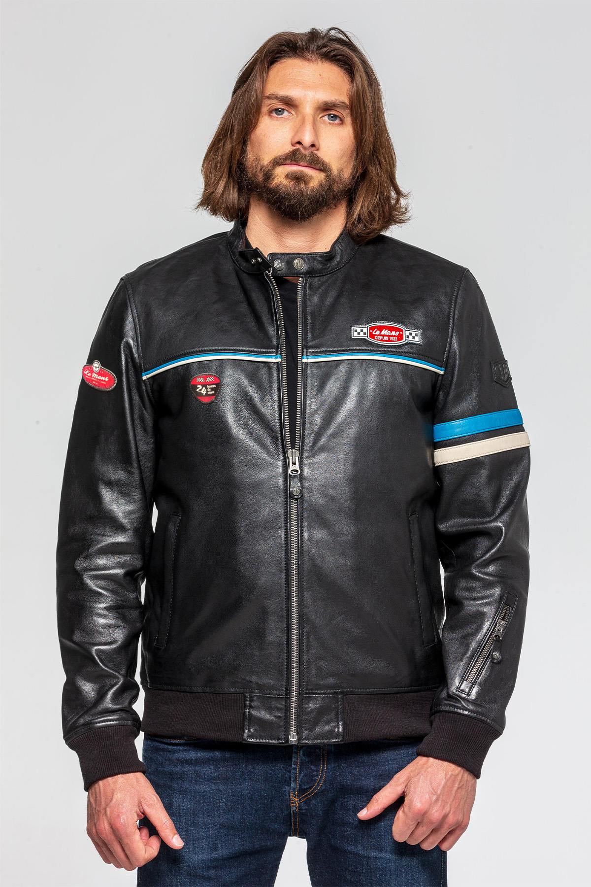 Iconic black sheepskin jacket from the 24 Hours of Le Mans collection. - Image n°9