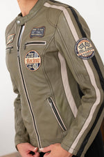 Slim khaki lambskin jacket, biker-inspired. Soft, light, all-season wear. - Image n°4