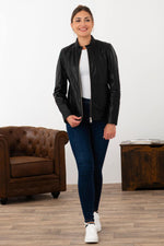 Slim black lambskin jacket by Cityzen, ideal for warmer seasons. - Image n°4