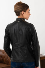 Slim black lambskin jacket by Cityzen, ideal for warmer seasons. - Image n°2