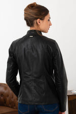 Slim black lambskin jacket by Cityzen, ideal for warmer seasons. - Image n°2