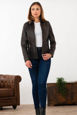 Soft sheep leather jacket in warm brown, slim fit with a shirt collar. - Image n°2
