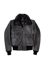Aged leather aviator jacket with fur collar - Image n°6