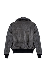 Aged leather aviator jacket with fur collar - Image n°7