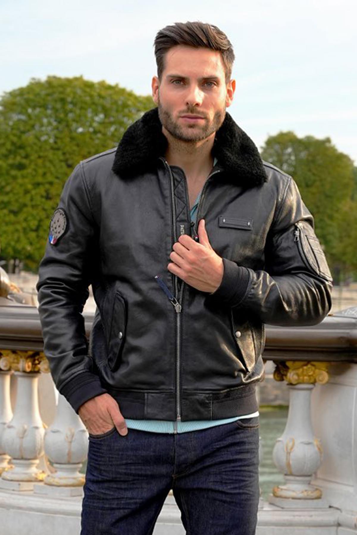 Patrouille de France 70th anniversary lambskin jacket with fur collar. - Image n°1