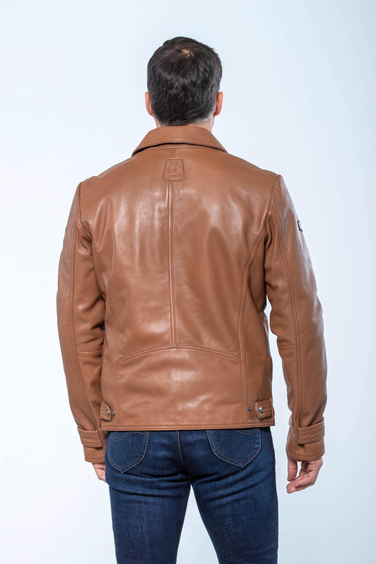 McQueen brown leather shirt collar jacket - Image n°11