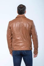 McQueen brown leather shirt collar jacket - Image n°11