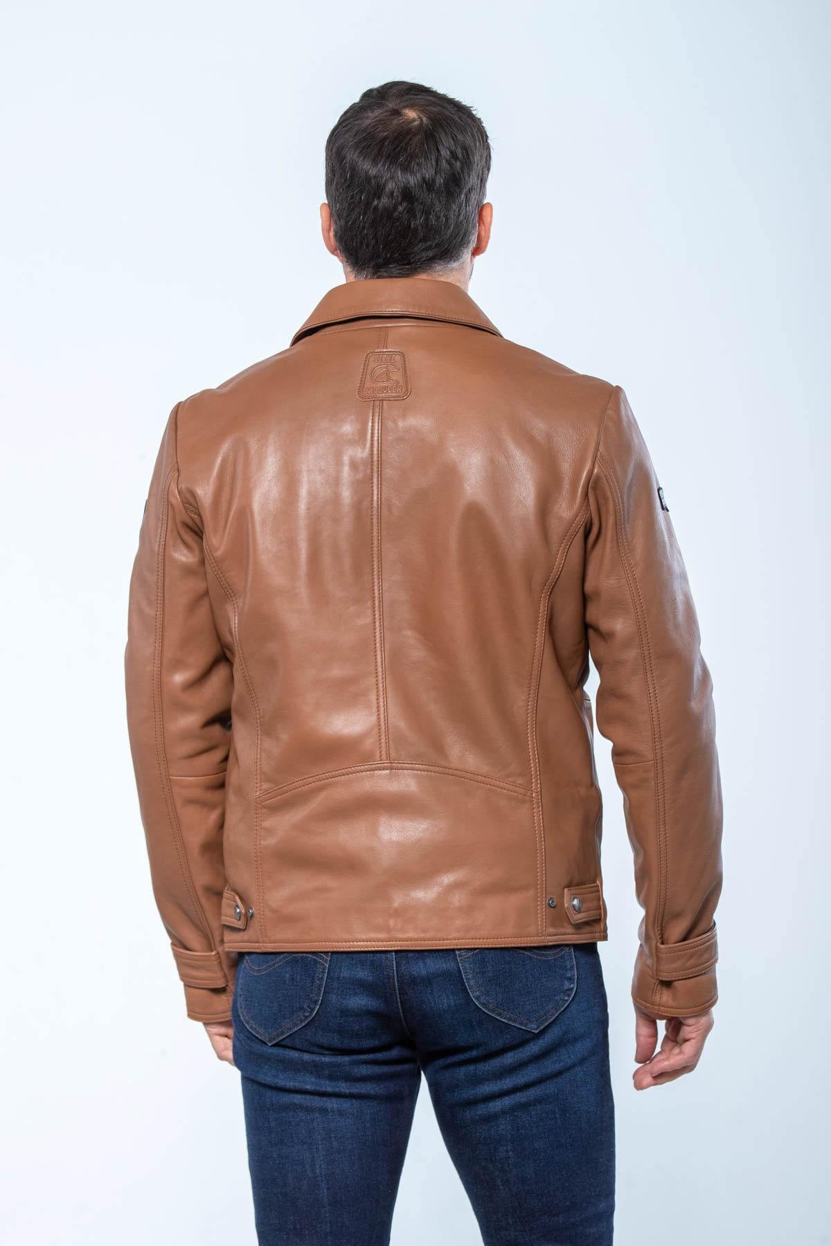 Lightweight tobacco sheepskin jacket, inspired by Steve McQueen. - Image n°11