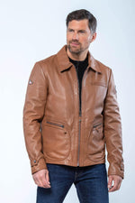 Lightweight tobacco sheepskin jacket, inspired by Steve McQueen. - Image n°9