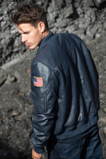 Limited-edition navy sheepskin jacket inspired by Apollo 13's legacy. - Image n°2