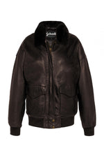 Dark brown lambskin aviator by Schott NYC. Slim fit, vegan fur collar. - Image n°7