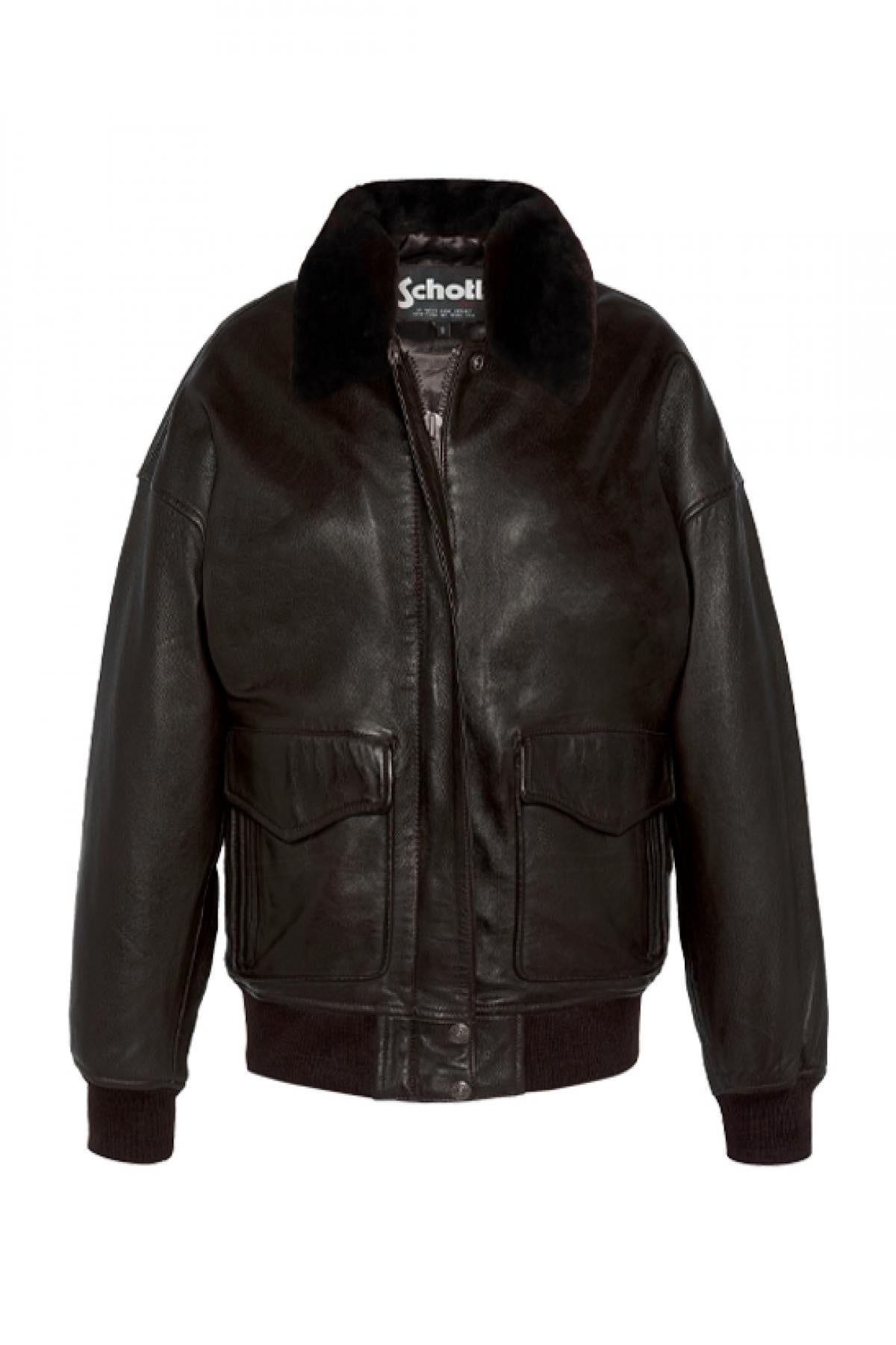 Schott NYC's lambskin aviator jacket with removable vegan fur collar. - Image n°10