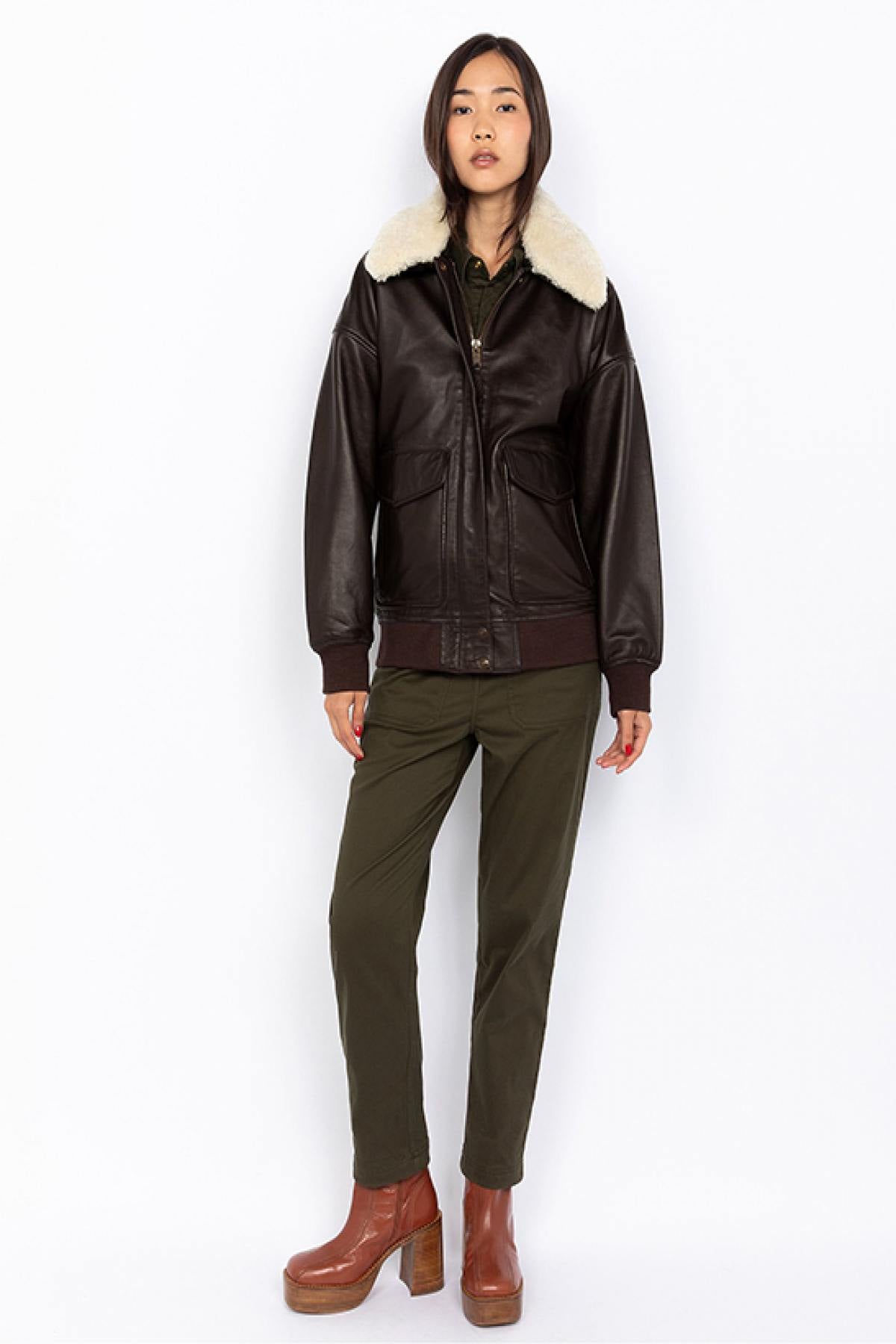 A relaxed aviator jacket by Schott, crafted in soft washed lambskin. - Image n°4