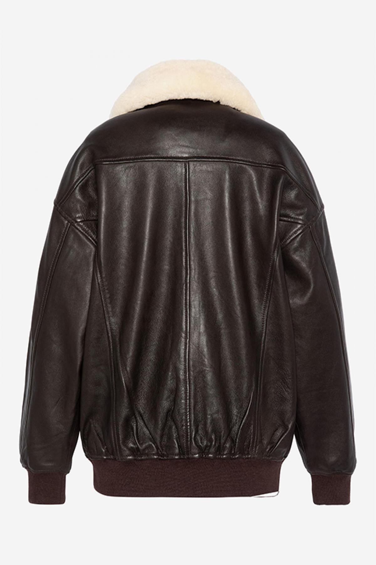 A relaxed aviator jacket by Schott, crafted in soft washed lambskin. - Image n°9