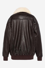 A relaxed aviator jacket by Schott, crafted in soft washed lambskin. - Image n°9