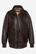 A relaxed aviator jacket by Schott, crafted in soft washed lambskin. - Image n°8