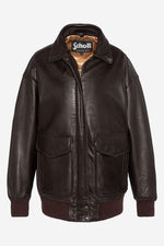 A relaxed aviator jacket by Schott, crafted in soft washed lambskin. - Image n°8