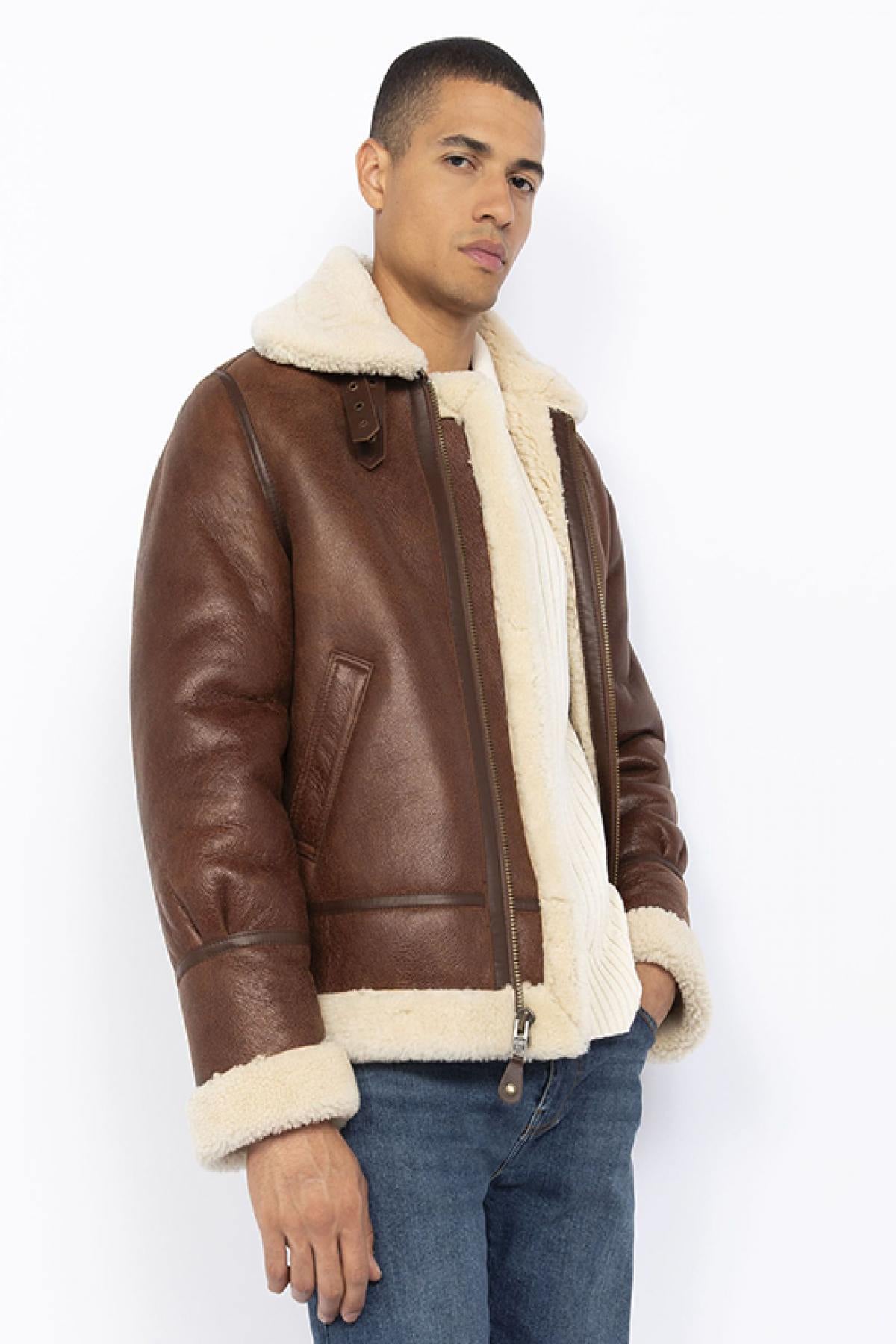 Schott's LC1259 Moka: sheepskin bomber, wartime warmth, vintage charm. - Image n°6