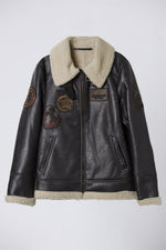 Italian anthracite shearling bomber, wool-lined for winter warmth. - Image n°7