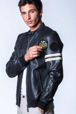 Black sheep leather jacket, regular fit, soft and timelessly stylish. - Image n°1