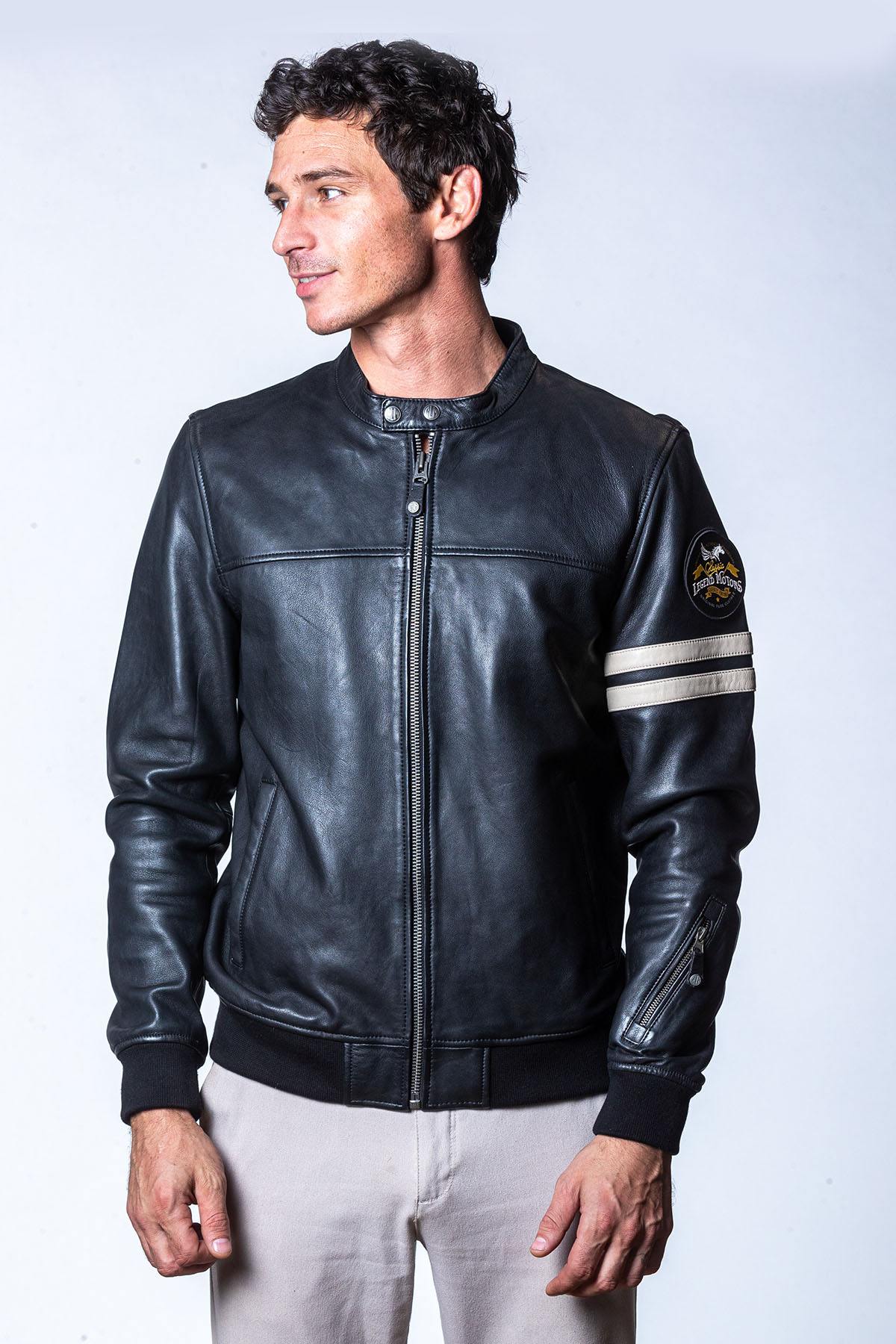 Black sheep leather jacket, regular fit, soft and timelessly stylish. - Image n°4