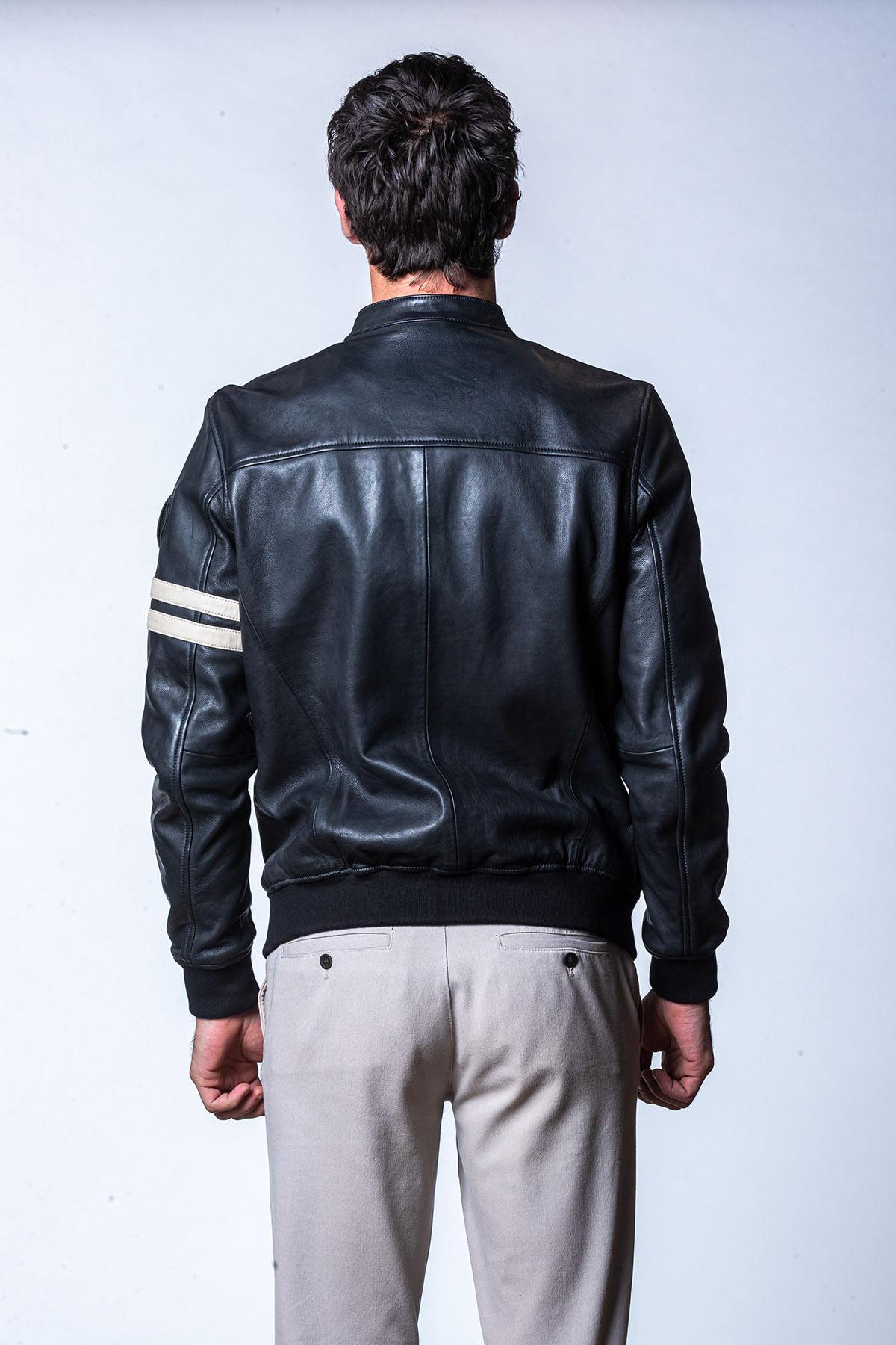Black sheep leather jacket, regular fit, soft and timelessly stylish. - Image n°6