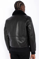 Schott's thick cowhide aviator jacket with removable shearling collar. - Image n°7