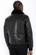 Schott's thick cowhide aviator jacket with removable shearling collar. - Image n°7