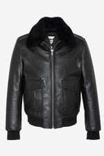 Schott's thick cowhide aviator jacket with removable shearling collar. - Image n°8