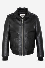 Schott's thick cowhide aviator jacket with removable shearling collar. - Image n°14