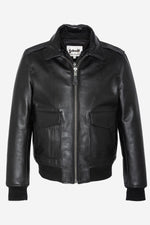 Schott's thick cowhide aviator jacket with removable shearling collar. - Image n°14