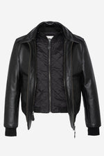 Schott's thick cowhide aviator jacket with removable shearling collar. - Image n°9