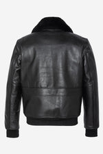 Schott's thick cowhide aviator jacket with removable shearling collar. - Image n°10