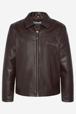 Dark brown leather jacket with shirt collar - Image n°5
