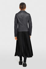 Soft black sheepskin leather jacket with a slim, perfecto fit. - Image n°6