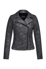Soft black sheepskin leather jacket with a slim, perfecto fit. - Image n°4