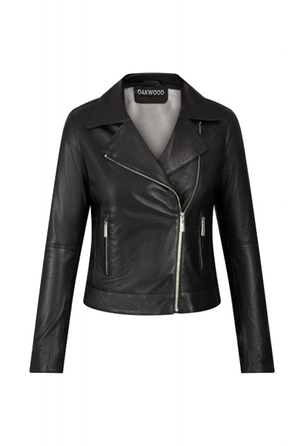 Slim black lambskin Perfecto with zipped cuffs and asymmetrical zip. - Image n°4